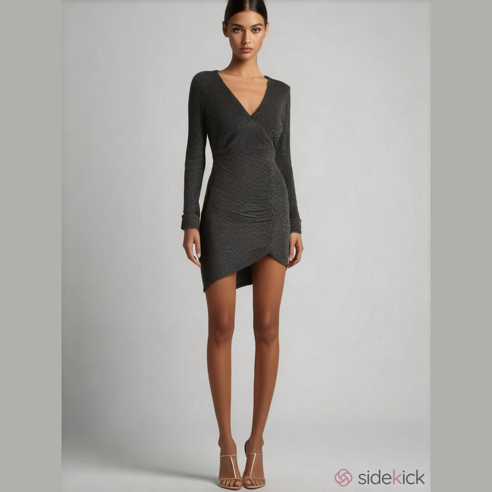 Marciano black gold lurex pinstripe stretch bodycon mini dress XS cocktail party